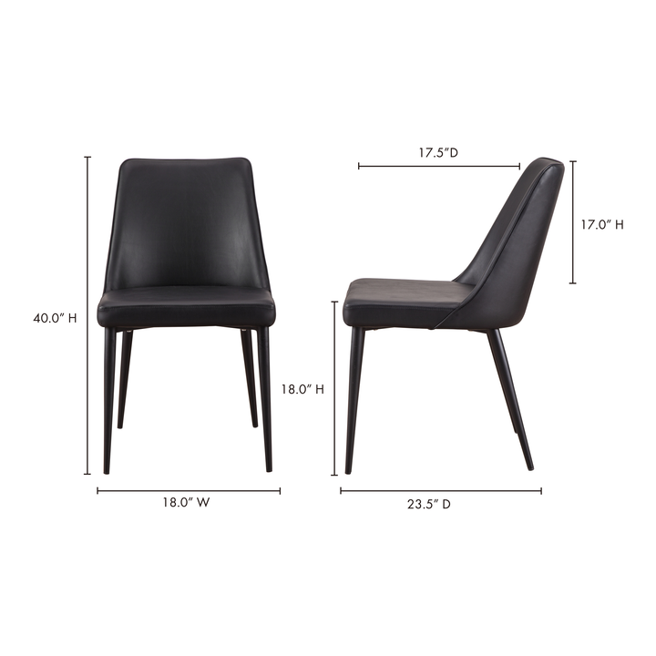 American Home Furniture | Moe's Home Collection - Lula Dining Chair Black Vegan Leather-Set Of Two