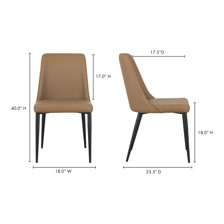 American Home Furniture | Moe's Home Collection - Lula Dining Chair Cool Tan Vegan Leather-Set Of Two