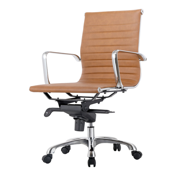 American Home Furniture | Moe's Home Collection - Studio Swivel Office Chair Low Back Tan Vegan Leather
