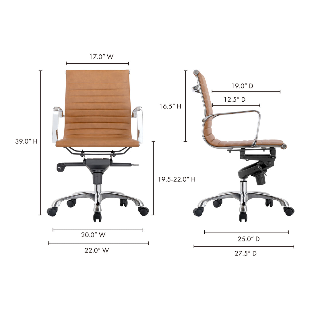American Home Furniture | Moe's Home Collection - Studio Swivel Office Chair Low Back Tan Vegan Leather