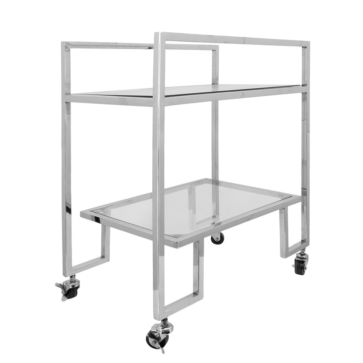 Metal, 26x32 2-layered Bar Cart, Silver