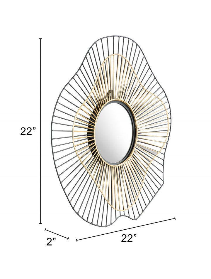 Comet Round Mirror Black & Gold