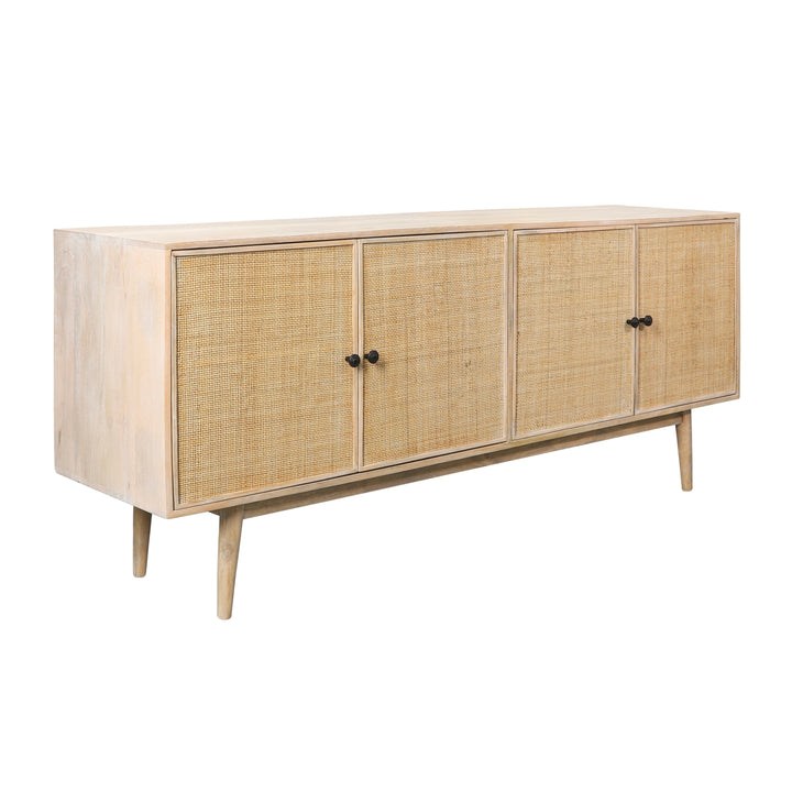 Wood, 72x31 4-door Rattan Sideboard, Natural Kd