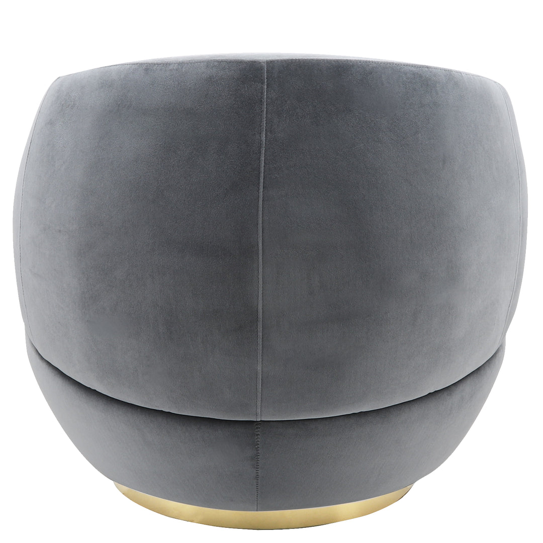 Velveteen Swivel Chair With Gold Base, Gray