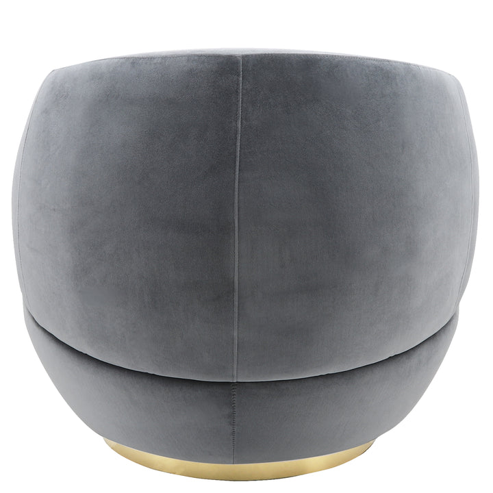 Velveteen Swivel Chair With Gold Base, Gray