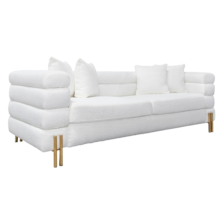 Stainless Steel, Bolstered 3-seater Sofa, White