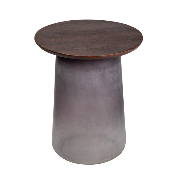 Wooden Top, 22"h Side Table, Gls Base, Purple
