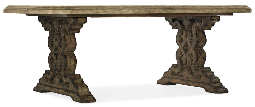 American Home Furniture | Hooker Furniture - La Grange Le Vieux 86in Double Pedestal Table with2-18in Leaves