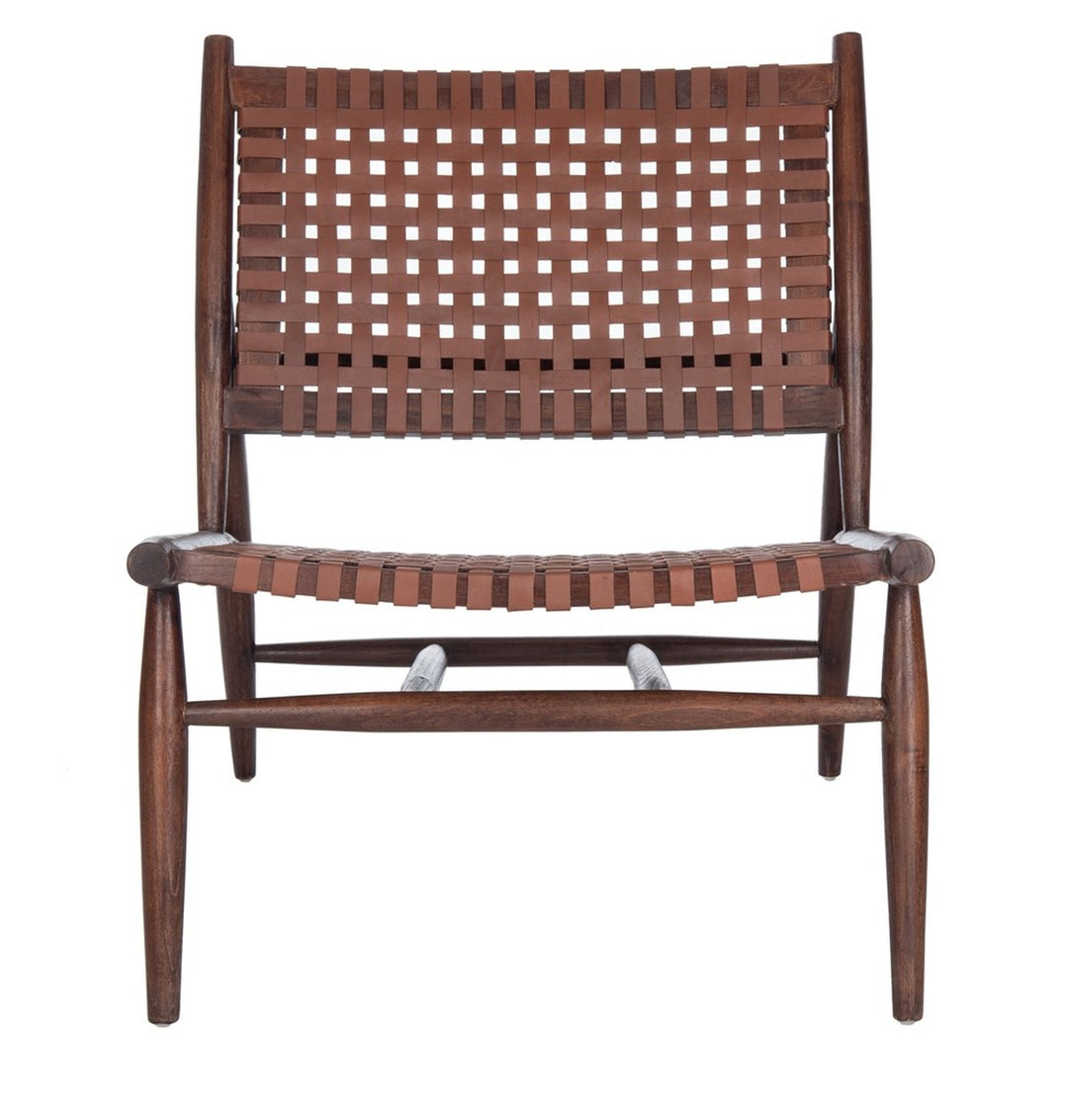SOLEIL LEATHER WOVEN ACCENT CHAIR - Safavieh - AmericanHomeFurniture