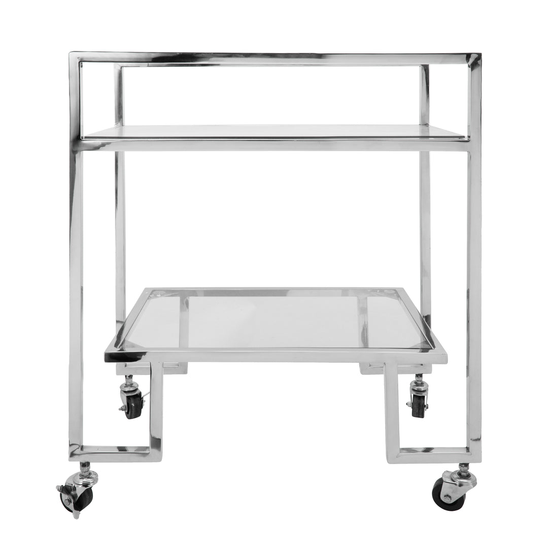 Metal, 26x32 2-layered Bar Cart, Silver