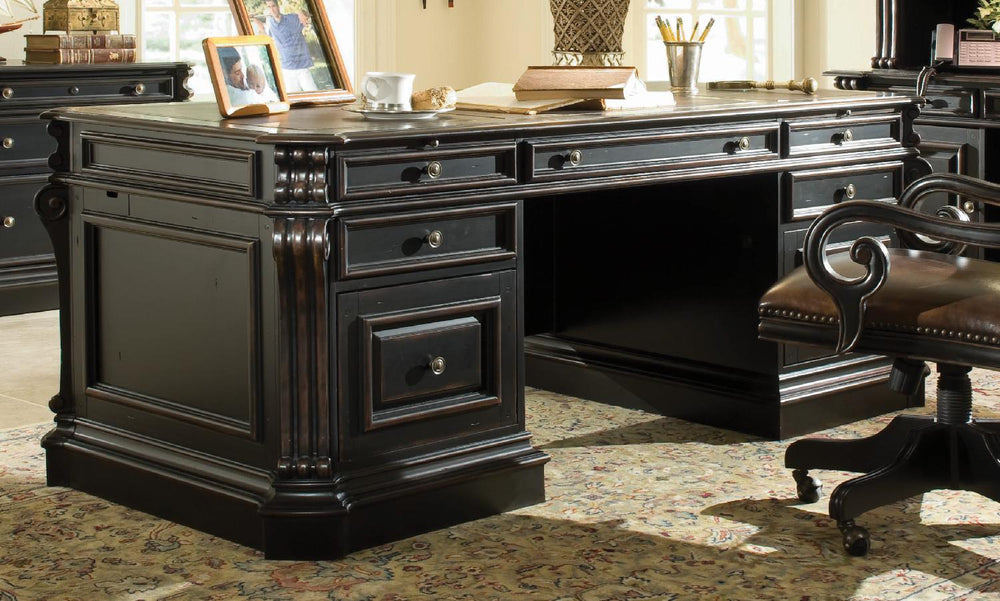 American Home Furniture | Hooker Furniture - Telluride 76'' Executive Desk withWood Panels