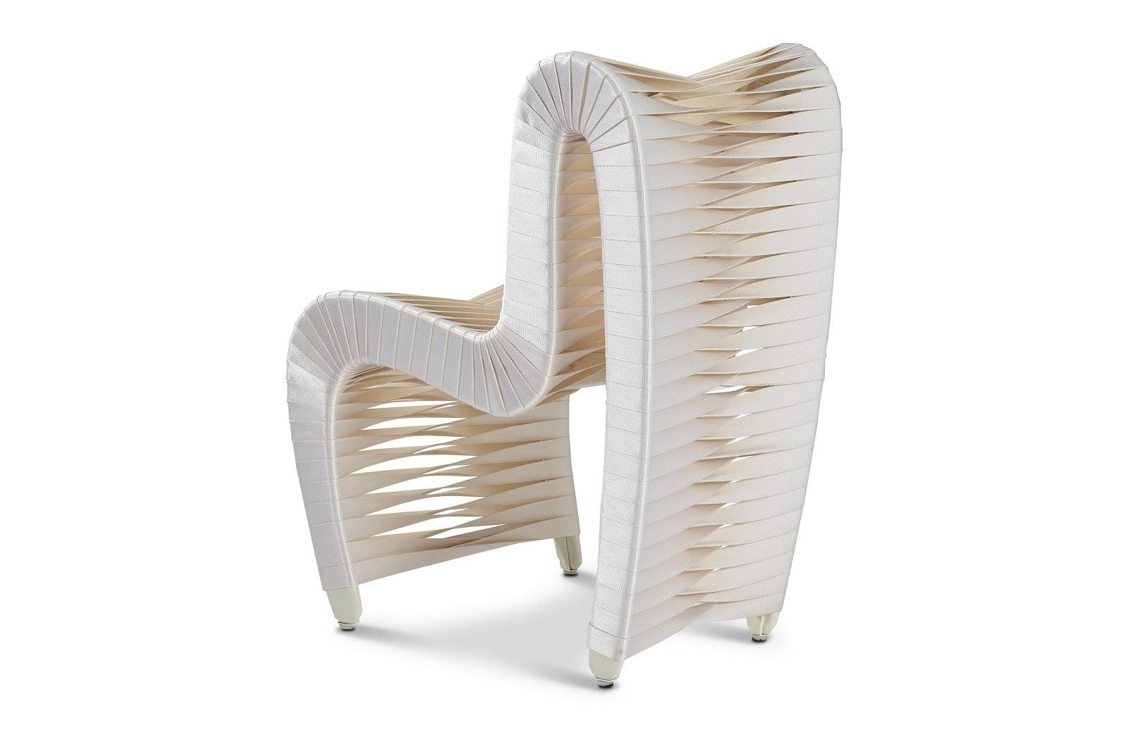 Phillips Collection Seat Belt Dining Chair, White/Off-White - Set of 2 DINING CHAIRS