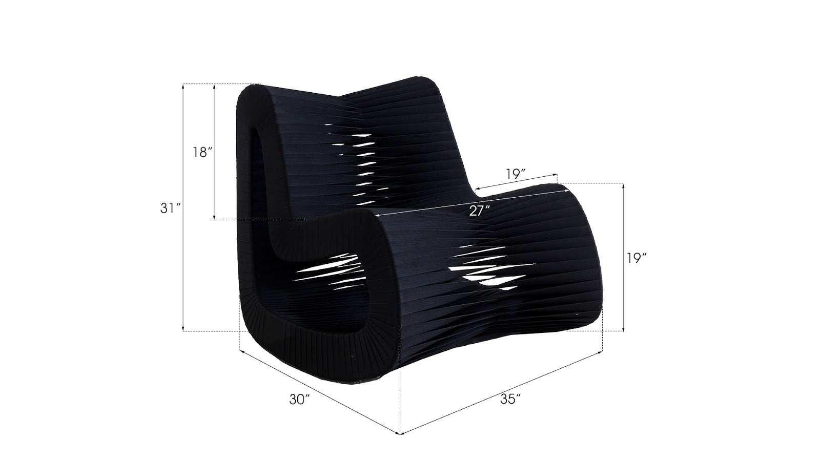 Phillips Collection Seat Belt Rocking Chair, Black/Black ACCENT + LOUNGE CHAIRS