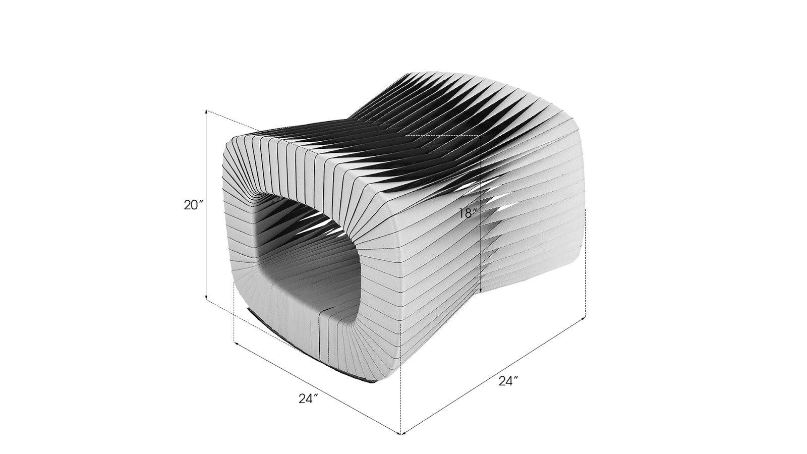 Phillips Collection Seat Belt Ottoman, Gray/Black OTTOMANS, POUFS, + STOOLS