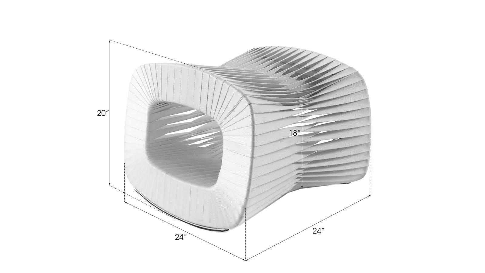 Phillips Collection Seat Belt Ottoman, White OTTOMANS, POUFS, + STOOLS