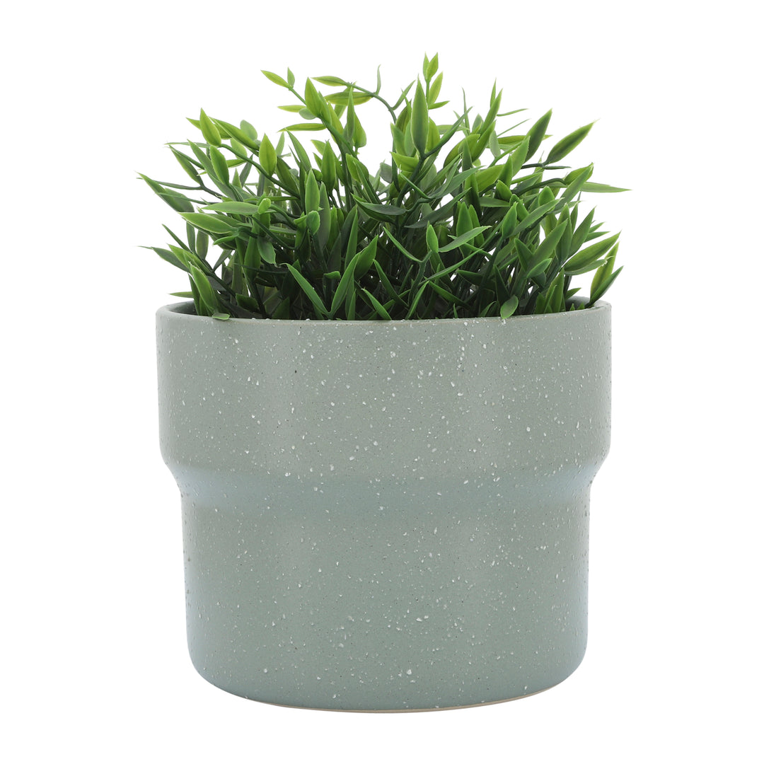 Cer, S/3 7/9/10"d Mushroom Planters, Greeen