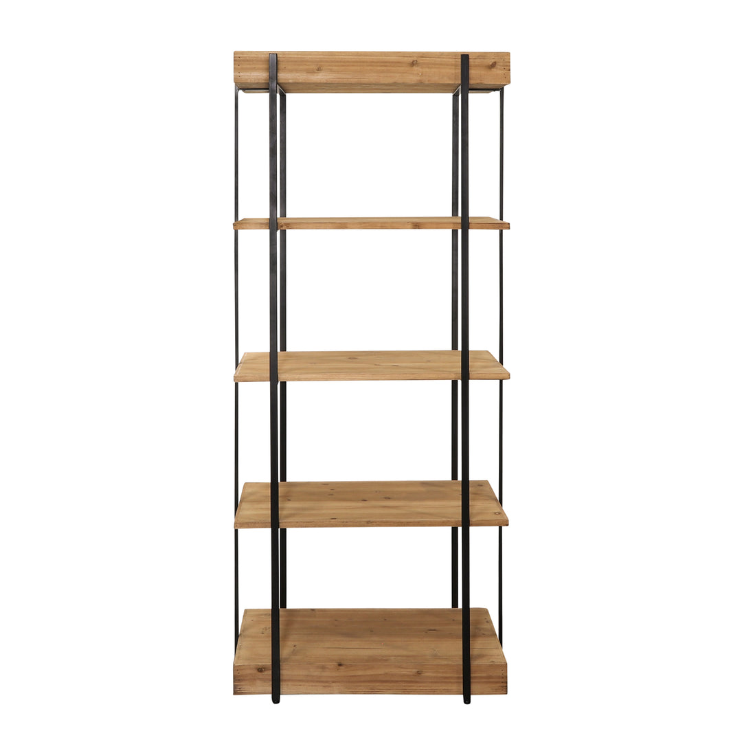 Wood/metal, 68"h 5-layered Shelf, Brown/black Kd