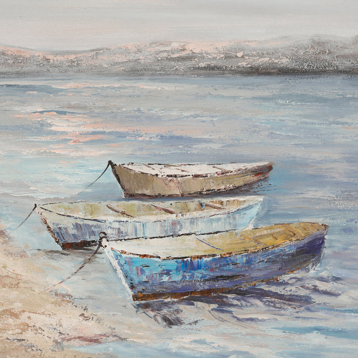 52x52 Handpainted Oil Canvas Boats/ocean, Multi