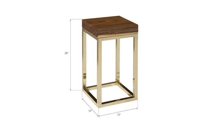 Hayden End Table, Natural, Narrow, Square, Plated Brass Base - AmericanHomeFurniture