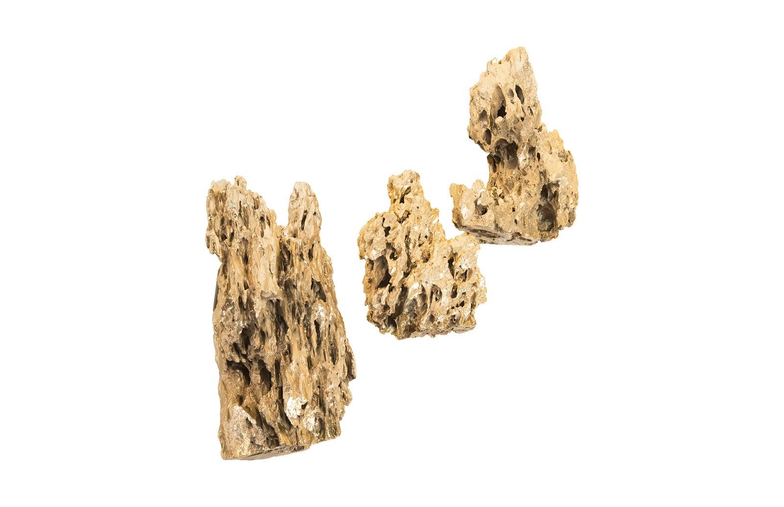 Phillips Collection Stalagmite Wall Art Plated Brass, Set of 3,  Assorted Size and Shape WALL ACCENTS