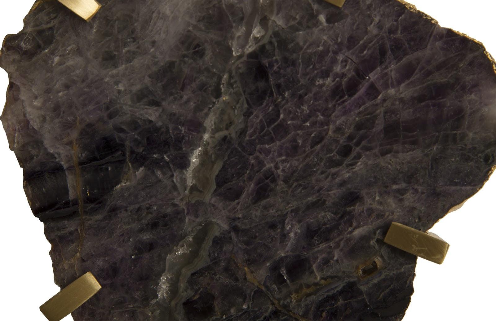 Phillips Collection Gem Wall Tile in Brass Setting, Purple Quartz WALL ACCENTS