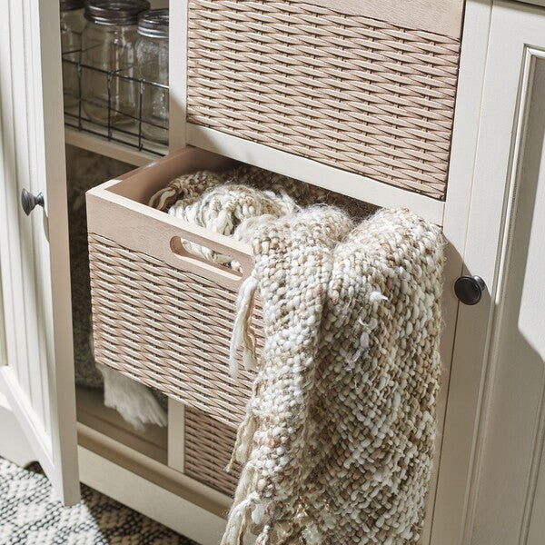 Distressed White W / Natural Baskets