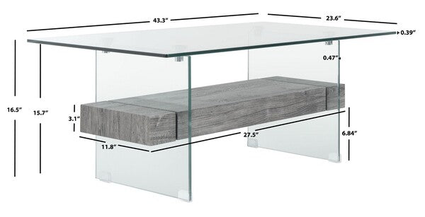 Glass / Black Oak Wood Shelf