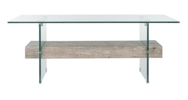 Glass / Grey Oak Wood Shelf