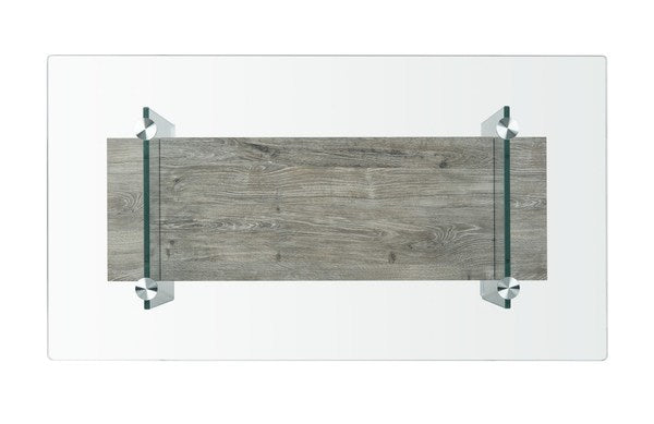 Glass / Grey Oak Wood Shelf