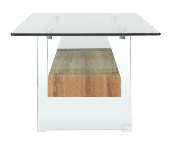 Glass / Natural Brown Wood Shelf