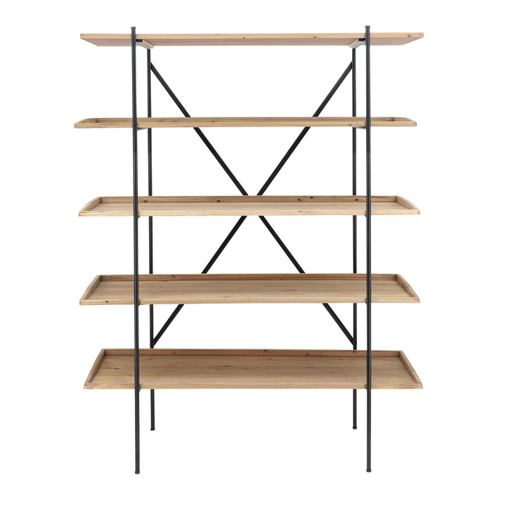 Wood/metal, 65"h 5-layered Shelf, Brown/black Kd