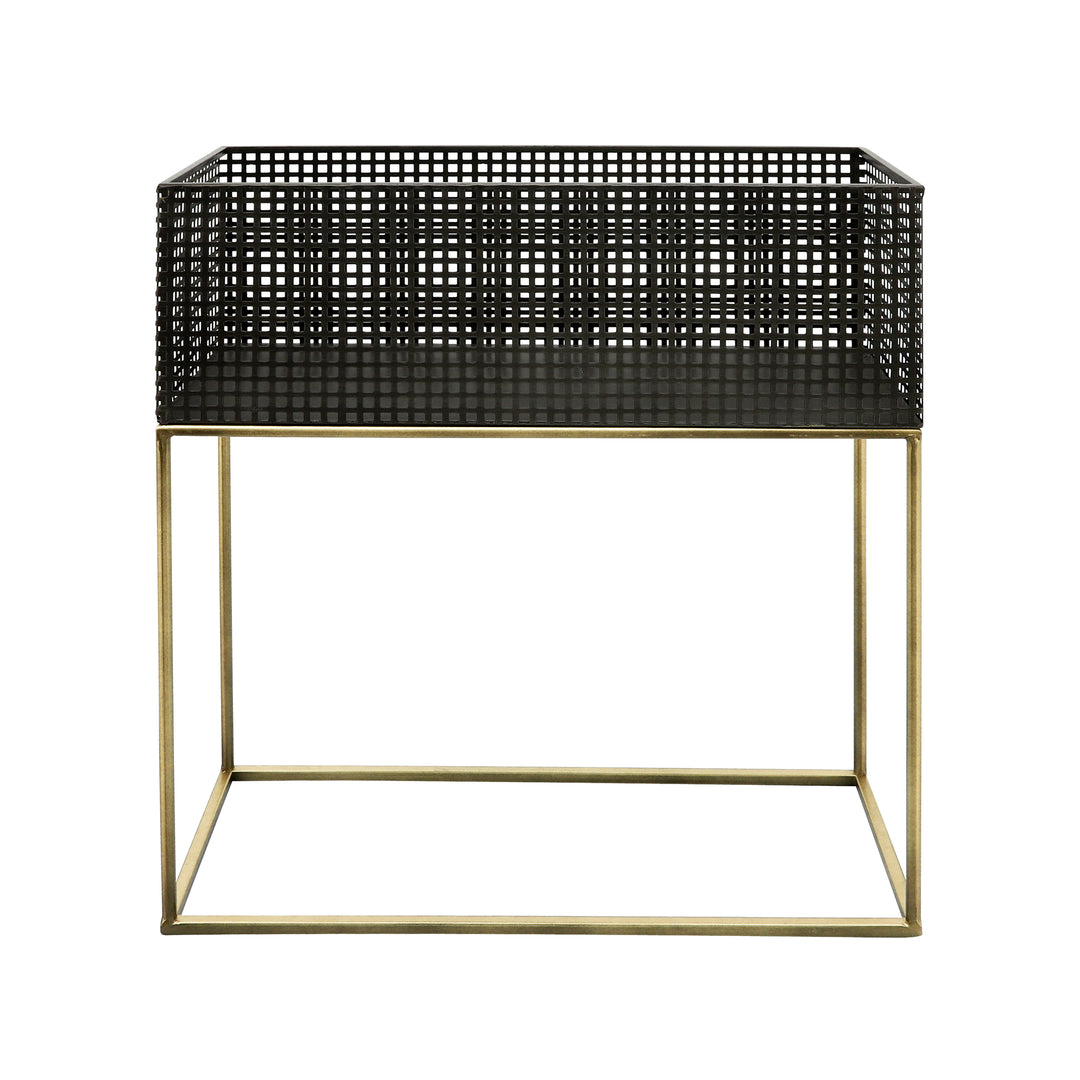 Metal, S/2 20/24" Square Planters, Black/gold