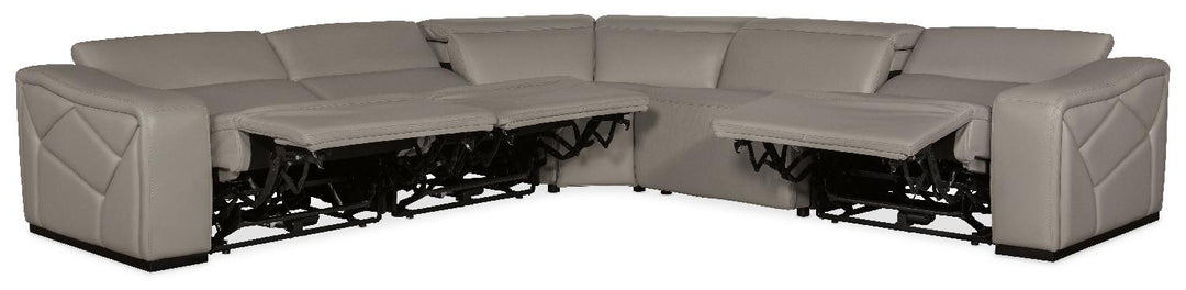 American Home Furniture | Hooker Furniture - Opal 5 Piece Sectional with 2 Power Recliners & Power Headrest