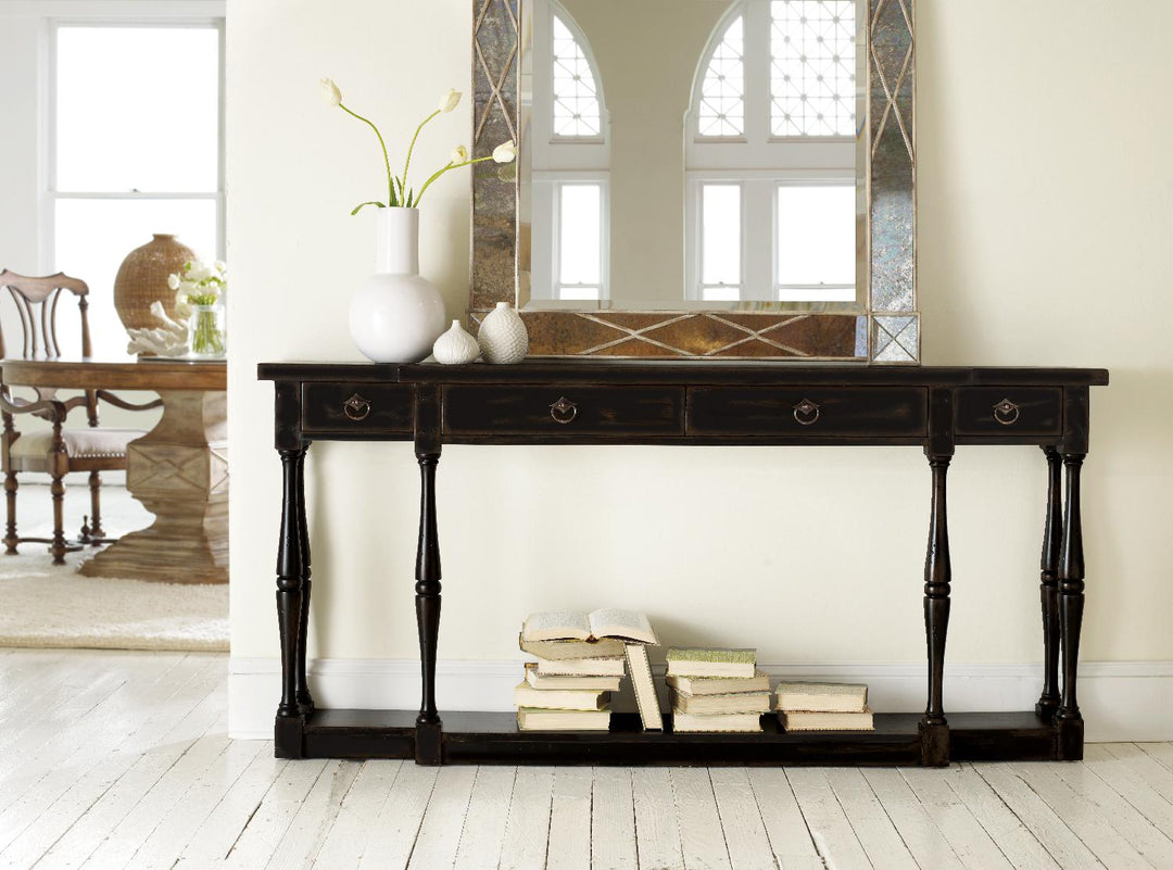 American Home Furniture | Hooker Furniture - Sanctuary Four-Drawer Thin Console - Ebony