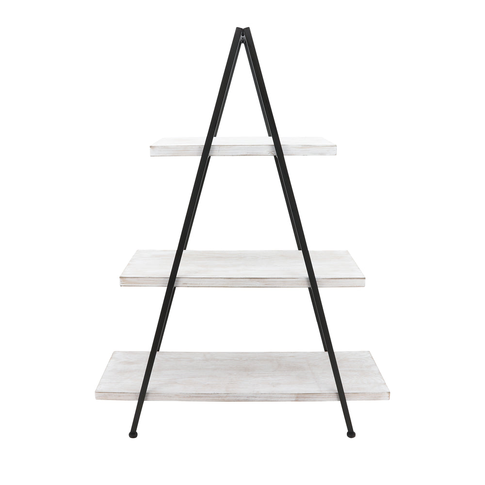 Metal/wood 54" Pyramid Shelf, White/black Kd