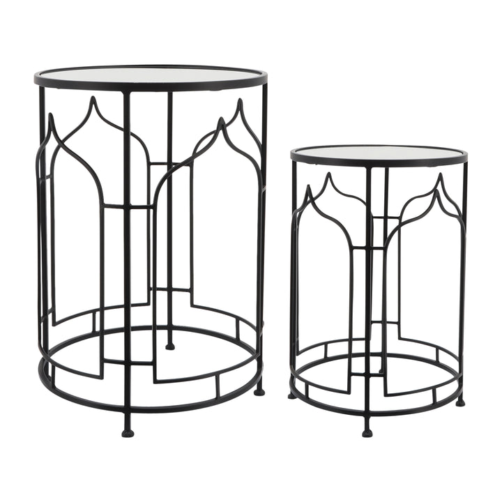 Metal, S/2 21/23"h Side Tables, Black