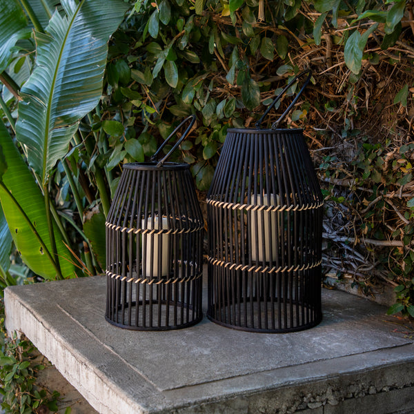 Bamboo 20" Lantern, Black