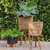 S/2 Wicker Footed Planters 10/12", Natural