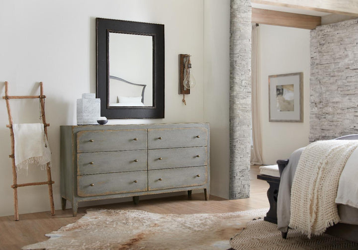 American Home Furniture | Hooker Furniture - Ciao Bella Six-Drawer Dresser- Speckled Gray