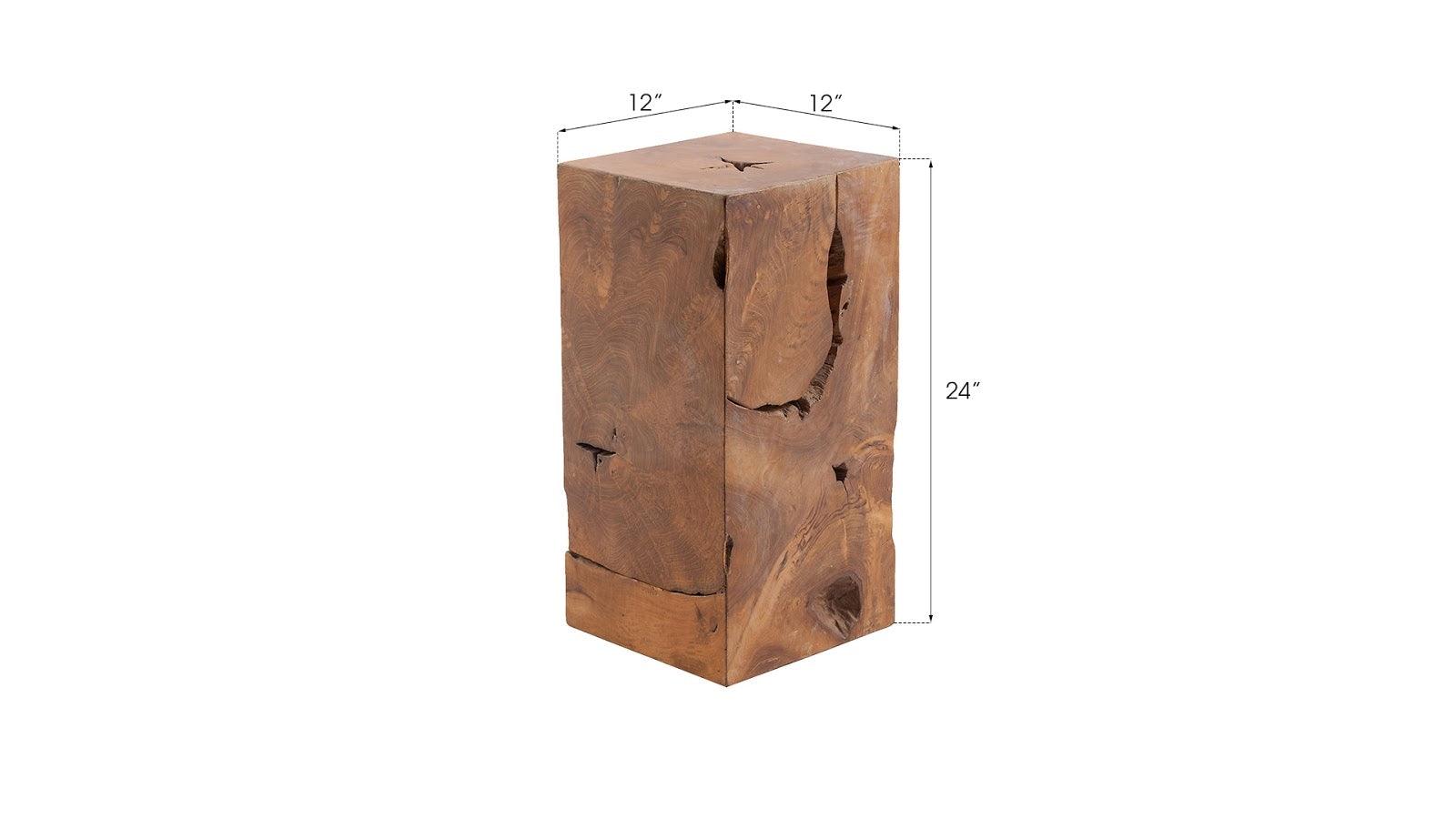 Phillips Collection Teak Slice Pedestal, Square, SM ACCENT TABLES