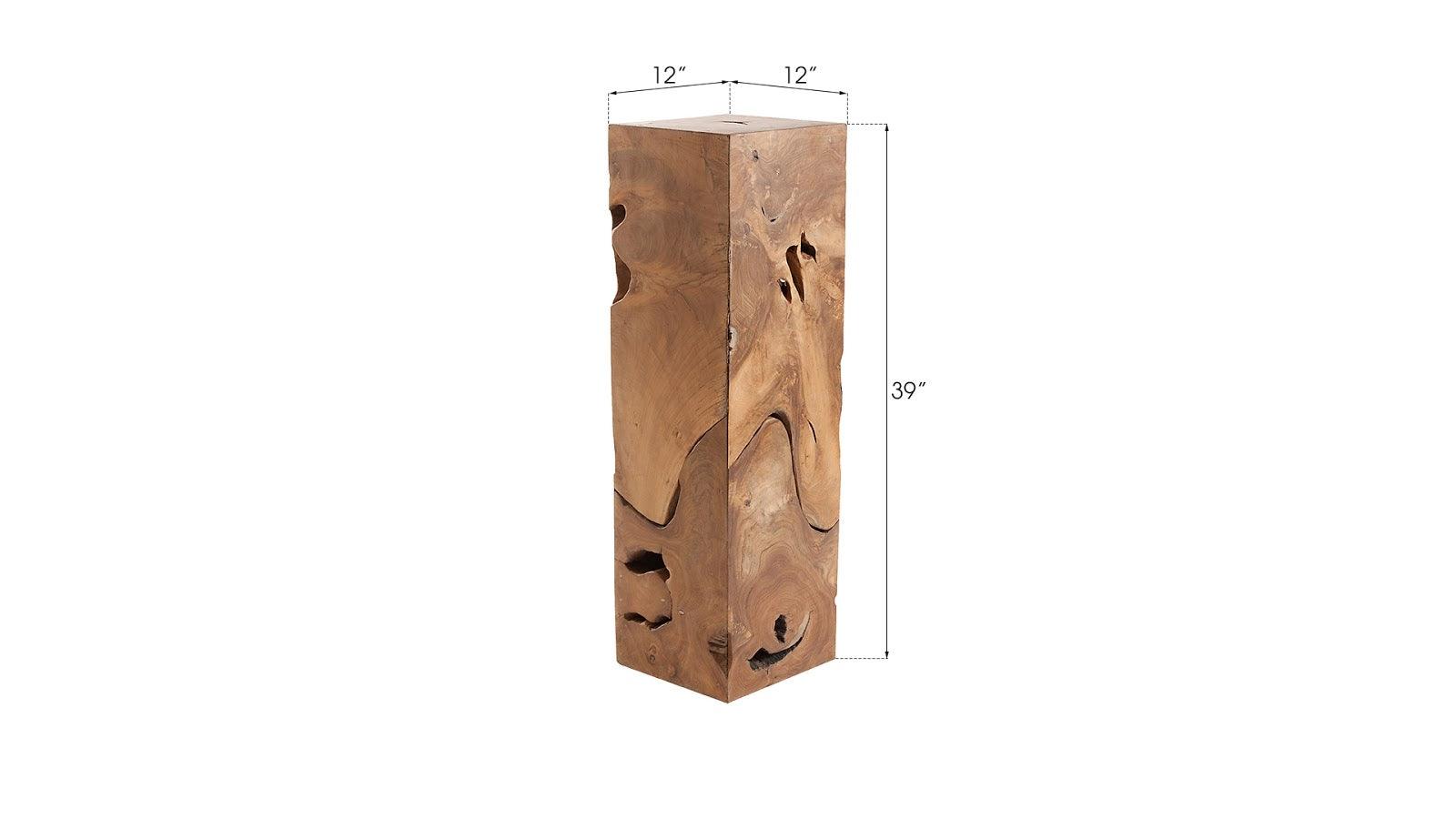 Phillips Collection Teak Slice Pedestal, Square, LG ACCENT TABLES