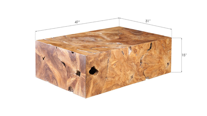 Teak Slice Coffee Table, Rectangle - Phillips Collection - AmericanHomeFurniture