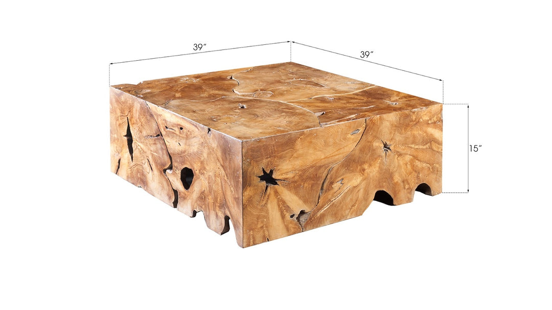 Teak Slice Coffee Table, Square - Phillips Collection - AmericanHomeFurniture