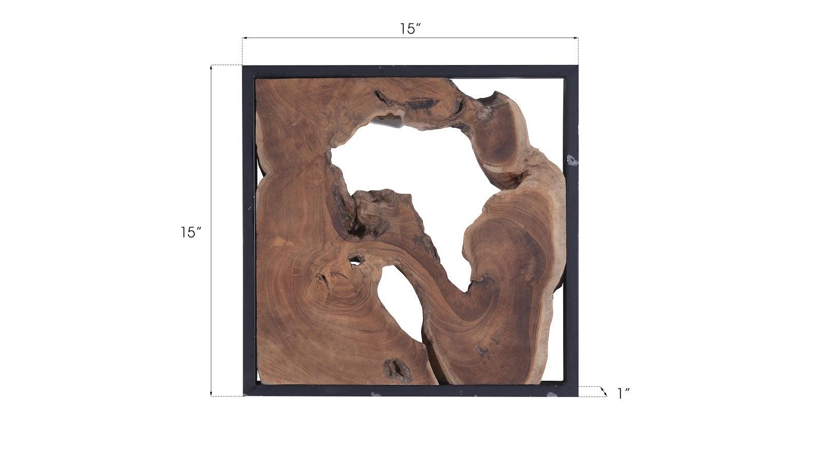 Phillips Collection Framed Slice Wall Tile, Teak Wood, Black Frame WALL ACCENTS