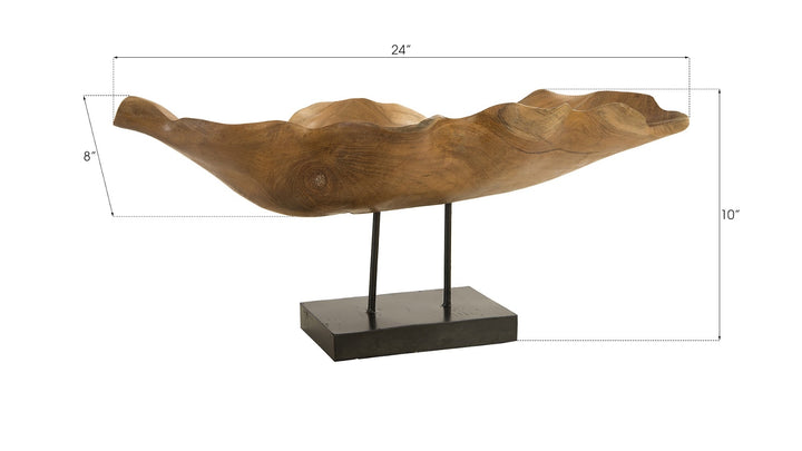 Carved Leaf Sculpture on Stand, Mahogany - Phillips Collection - AmericanHomeFurniture