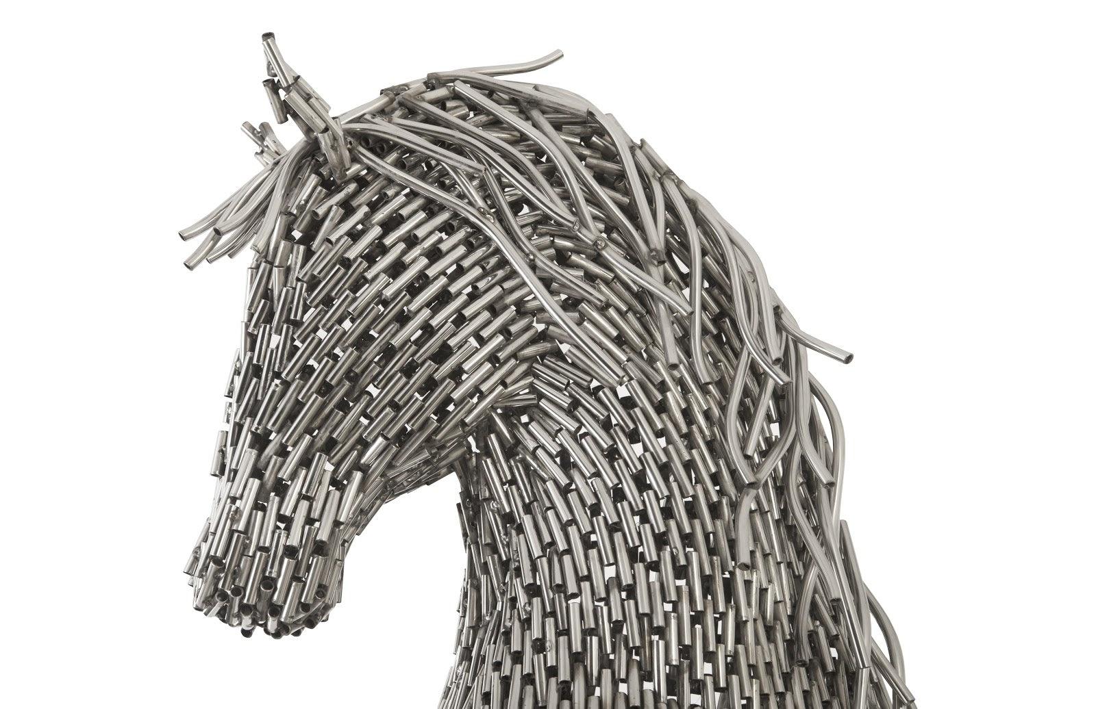 Phillips Collection Horse Pipe Sculpture, Rearing, Stainless Steel DECORATIVE OBJECTS