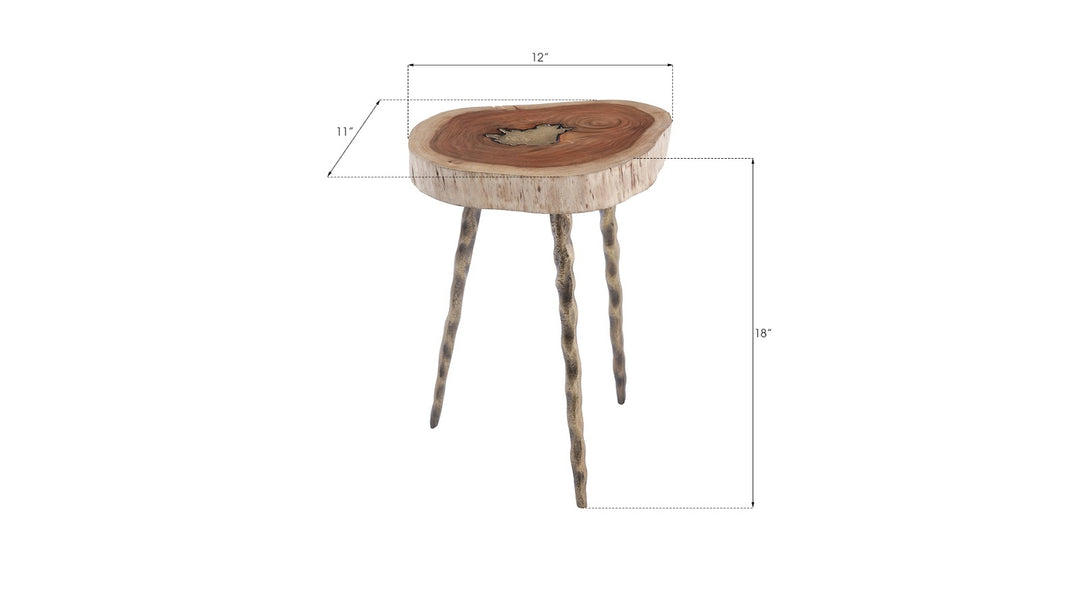 Molten Side Table, SM, Poured Brass In Wood - Phillips Collection - AmericanHomeFurniture
