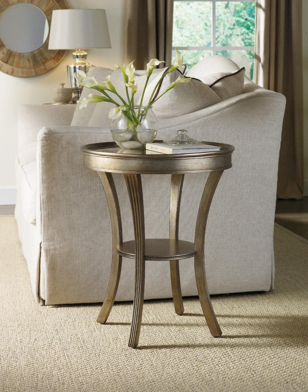 American Home Furniture | Hooker Furniture - Sanctuary Round Mirrored Accent Table - Visage