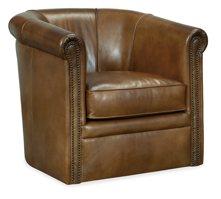 American Home Furniture | Hooker Furniture - Axton Swivel Leather Club Chair