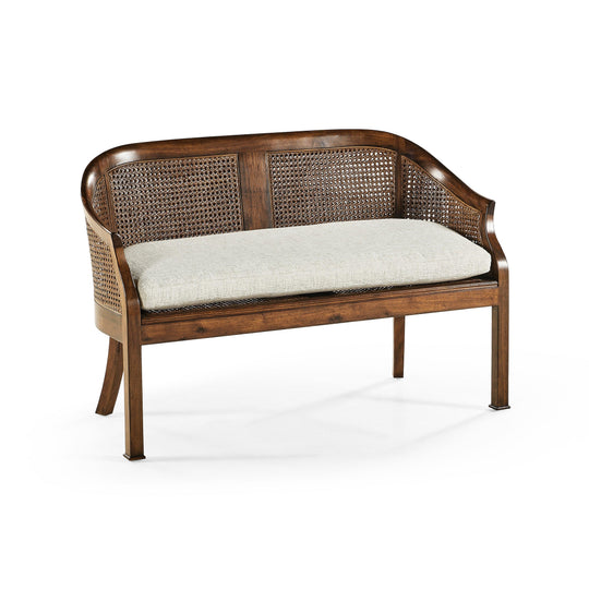 Jonathan Charles Walnut 2-Seater Salon Settee Cane Back BENCHES